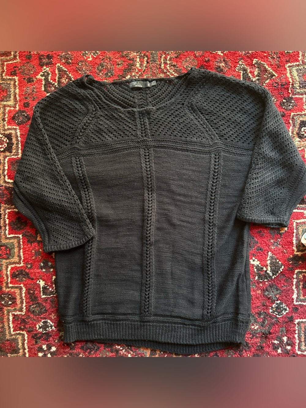 Prana black open knit dolman  sleeve sweater